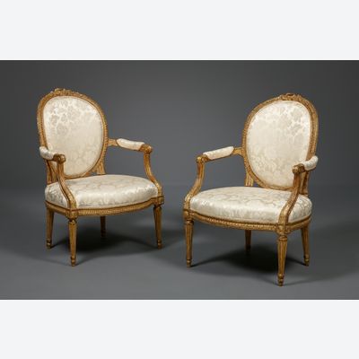 Paar Franse Louis XVI fauteuils
