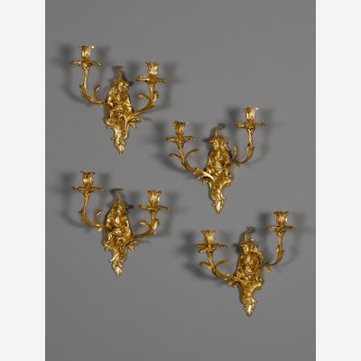 Vier Franse Louis XV appliques aux chinois