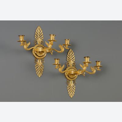 Paar Franse Empire drie-armige appliques