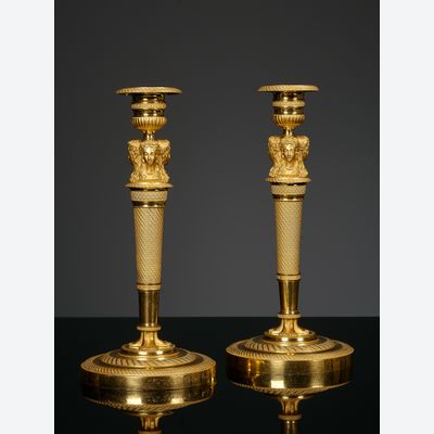 Pair of French Empire candlesticks