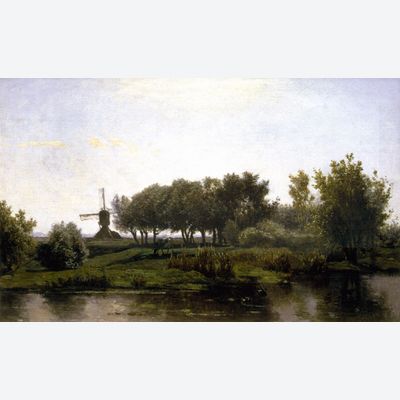 Zomerlandschap met molen