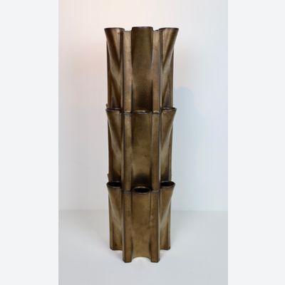 Jan van der Vaart, bronze glazed 3-piece stoneware