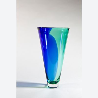 Floris Meydam, Glass Factory Leerdam, monumental unique two colored vase, 1985