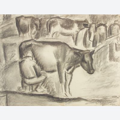 Leo Gestel, 'Beemster', charcoal on paper, 1922