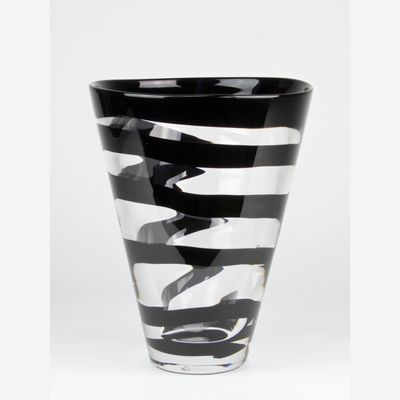 Frans Molenaar, Leerdam Unica, Transparente Vase mit schwarzer Linie, 1994