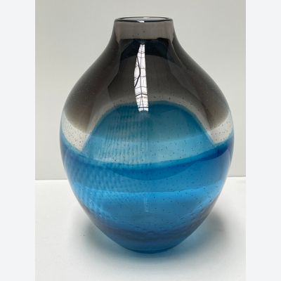Floris Meydam, Unikat hergestellt in Frome England, klares, blaues und weißes Glas, 960709, Neil Wilkin