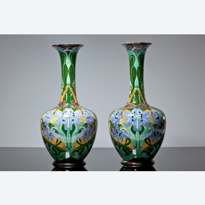 Stel aardewerken vazen door Wed. N.S.A. Brantjes & Co, model 503, circa 1900