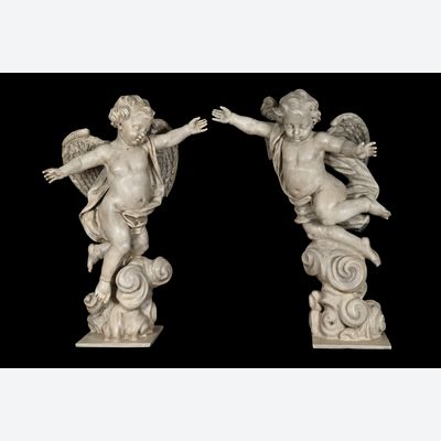 A pair of wooden angels