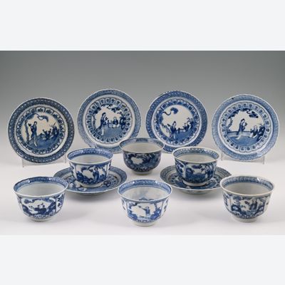 A set of six Chinese porcelain  cups and saucers