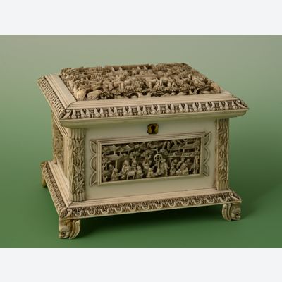 Een Chinees ivoren juwelen kistje