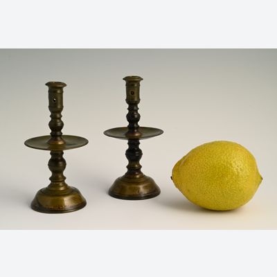 A rare pair of small Heemskerk candlesticks