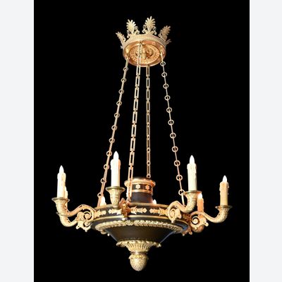 A French Empire discus chandelier