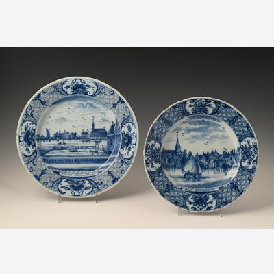 A pair of Delftware plates