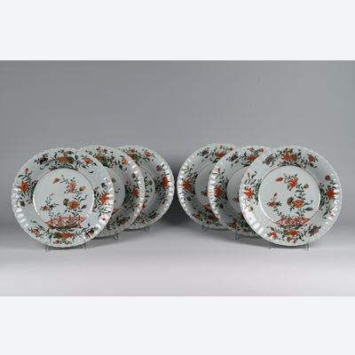 Zes Chinese Famille Verte  borden