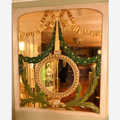 Wooden window above an exterior door