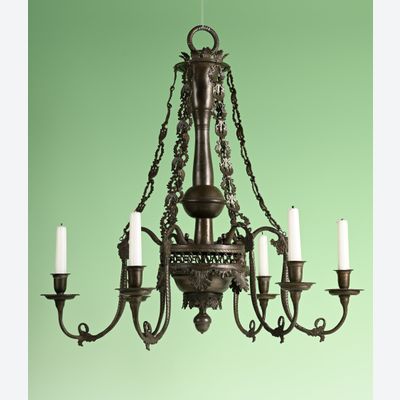 A rare pewter chandelier