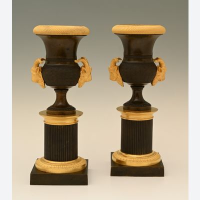 A pair of ormolu and patinated bronze Empirel vases