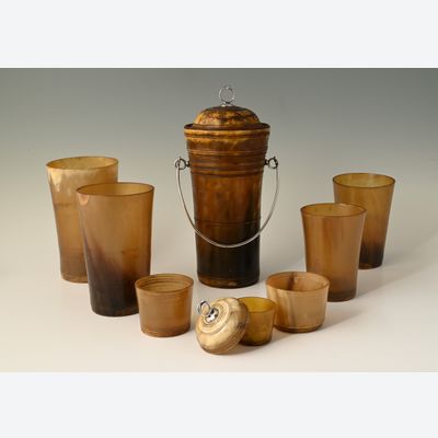 An eight-piece travel mug set