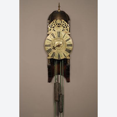 A good French brass striking alarm lantern clock Rouelle A Bayeux, circa 1730