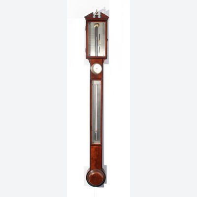 An English mahogany and ebony stick barometer, by Gilbert Gilkerson, circa 1820