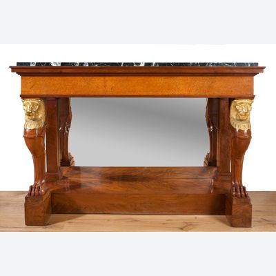 Een Franse Empire mahonie consoletafel door Jacob Desmalter