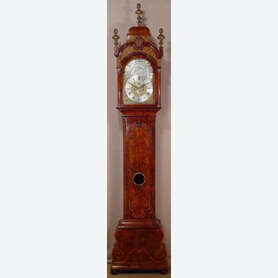 A rare Dutch burr walnut longcase clock with planisphere dial by Andries Vermeulen, Amsterdam, circa 1730
