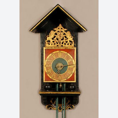 Een goede veelkleurige Gelderse stoelklok, door Goslink Ruempol, 1746