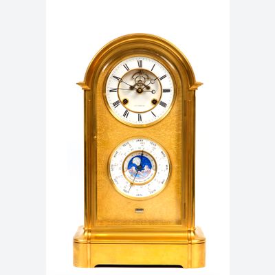 A French Napoleon III gilt-bronze striking mantel regulator, third quarter 19th century.