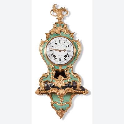 Een Franse Lodewijk XV consoleklok, door F. Duval, omstreeks 1750