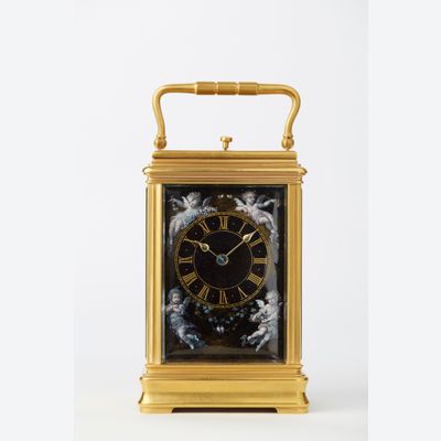 Hour-Repeating Carriage French Clock with Half Hour and Hour Self Strike