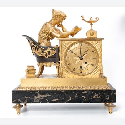 A very popular, untouched library empire ormolu mantel clock so called