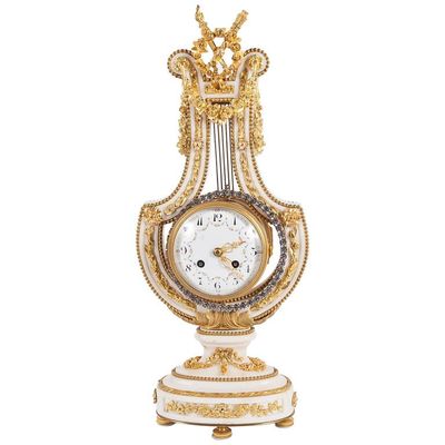 Napoleon III Lyra Shaped Mental Clock with Osculating Pendulum