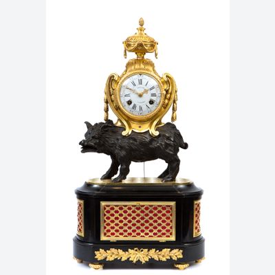  Louis XV bronze pendulum clock “Pendule au Sanglier”