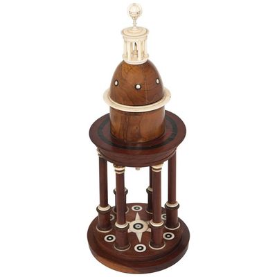 An unusual circular wooden temple dome pillar timepiece clock circa1830