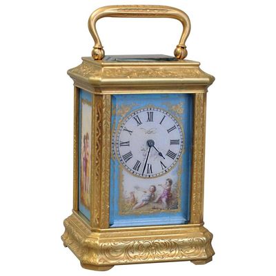 A good mid 19th century miniature carriage clock, Signed Drocourt