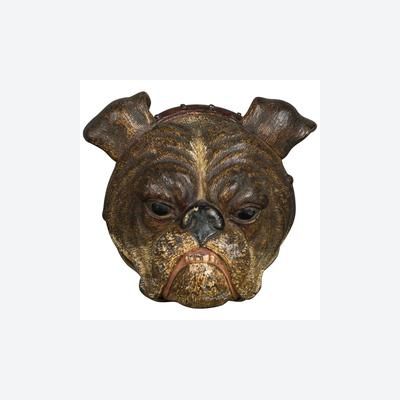 Vienna bronze wall clip of a bulldog head, circa 1900