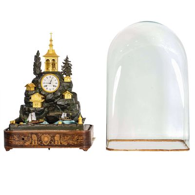 A French ‘Charles X’ Bronze Musical and Animated Mantel Clock, circa 1840