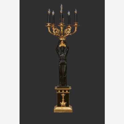 A single French ‘Empire’ lamp stand (fitted for electricity), circa 1810