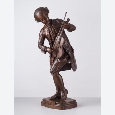 Eine französische Bronzestatue von Mozart, ca. 1880.