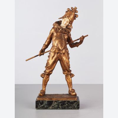A French Art Deco Harlequin Bronze by Luce, circa 1910