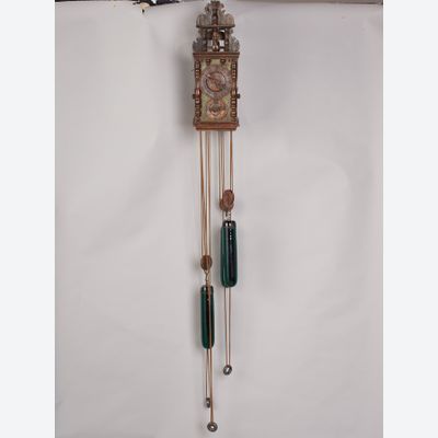 An exceptional Austrian wooden animated wall clock, circa 1730