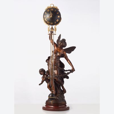 A French Swinger (Mystery) clock by Auguste Moreau, circa 1900