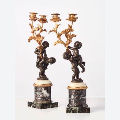 A Pair of French 'Louis XVI' figurative candelabras with putti, circa 1780