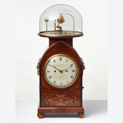 An unusual English mahogany bracket clock with Orrery by Newman & Dolland,circa 1830