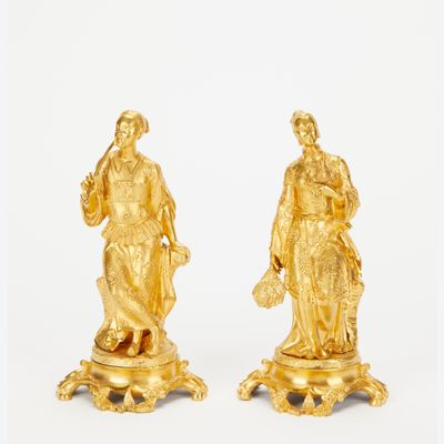 Louis XV style gildeld bronze asian style small statues
