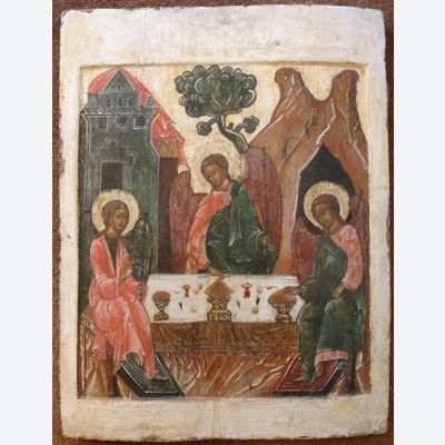 Heilige drie-eenheid houten ikoon Triniteit Russische ikonen, iconen