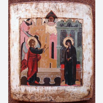 Annunciatie Russisch houten ikoon, ikonen uit Rusland, iconen