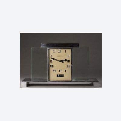 M265 Jean-Léon REUTTER - Atmos clock, in chromed metal and glass slabs