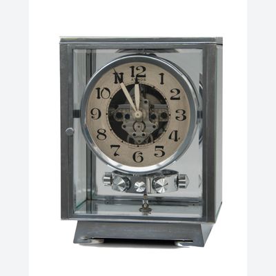 M115 Chrome  plated art deco J. L. Reutter four-glass Atmos clock