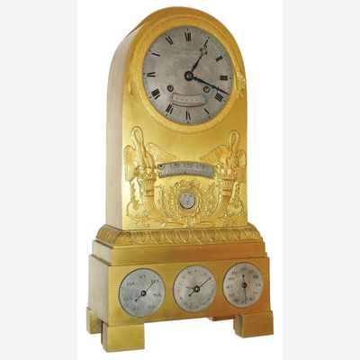 M166 Tabel/mantel clock calendar, moon  phases retrograde displays, 8 day time and strike pendule a Paris movement signed Pons on front plate